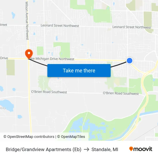Bridge/Grandview Apartments (Eb) to Standale, MI map
