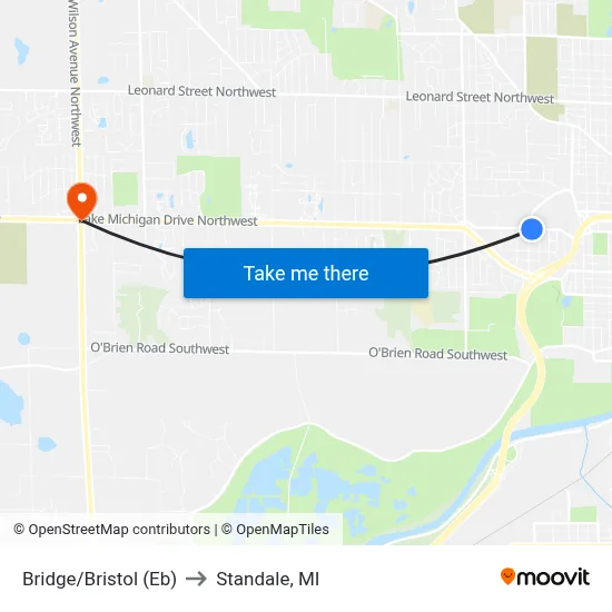 Bridge/Bristol (Eb) to Standale, MI map