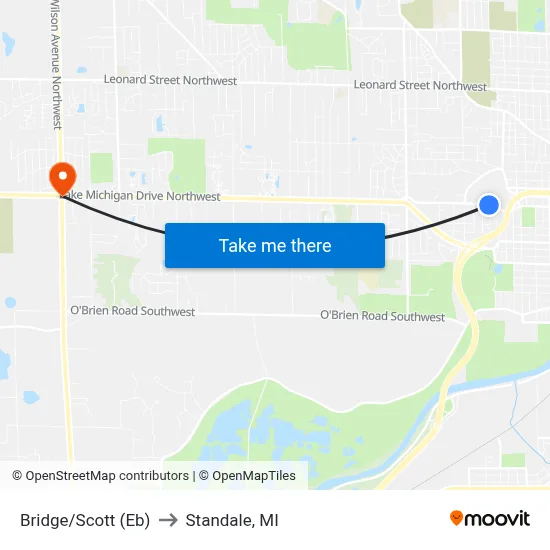 Bridge/Scott (Eb) to Standale, MI map