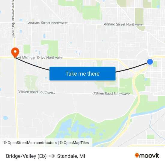 Bridge/Valley (Eb) to Standale, MI map