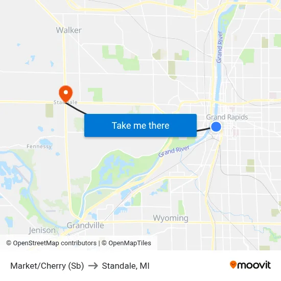 Market/Cherry (Sb) to Standale, MI map