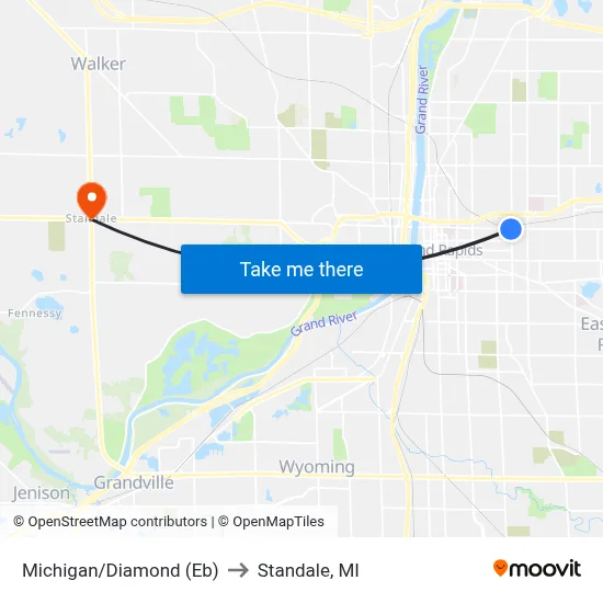 Michigan/Diamond (Eb) to Standale, MI map