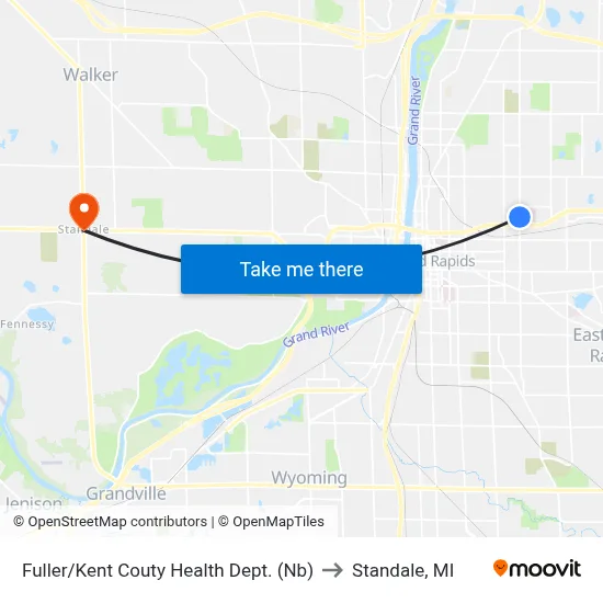 Fuller/Kent Couty Health Dept. (Nb) to Standale, MI map