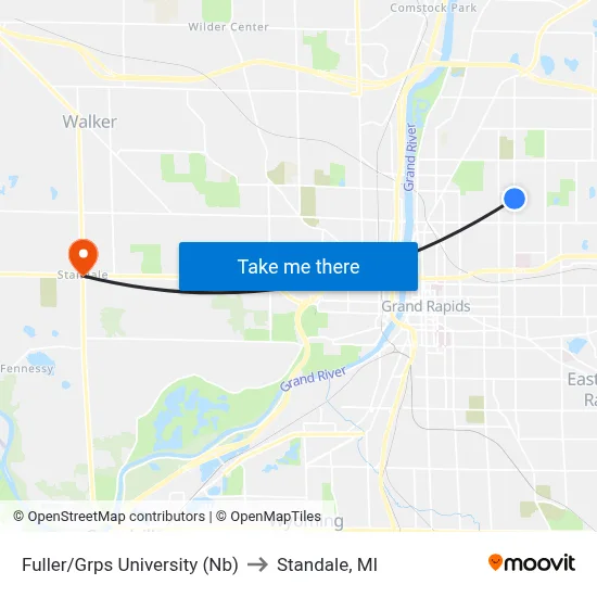 Fuller/Grps University (Nb) to Standale, MI map