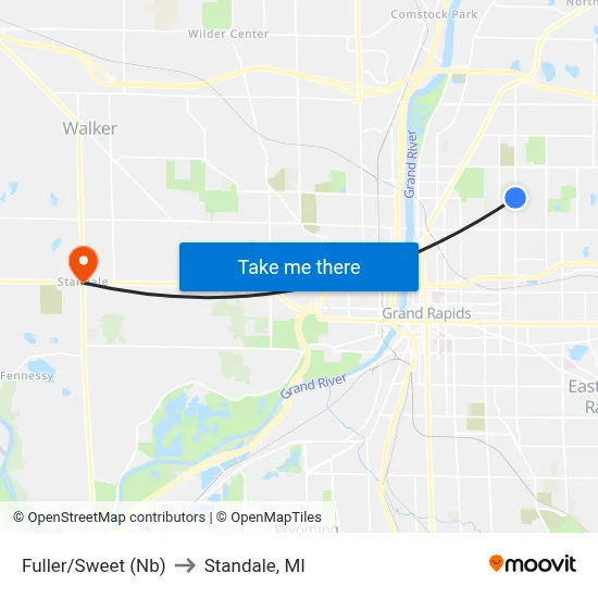 Fuller/Sweet (Nb) to Standale, MI map