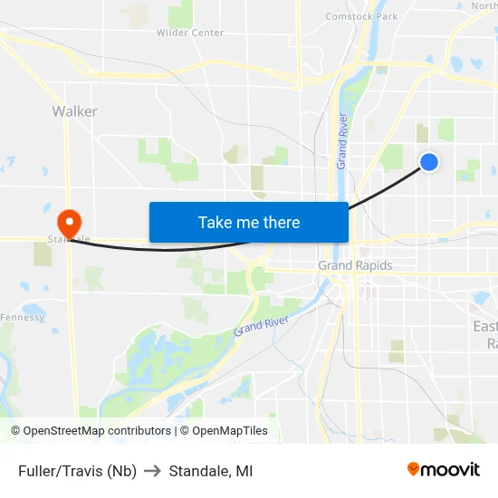 Fuller/Travis (Nb) to Standale, MI map