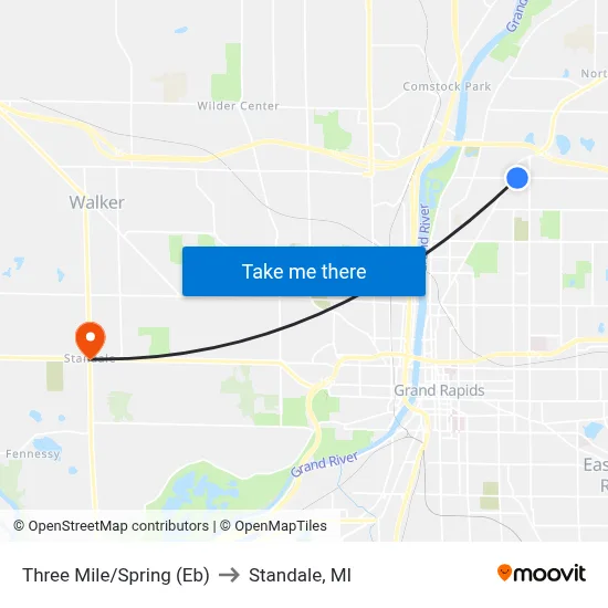 Three Mile/Spring (Eb) to Standale, MI map