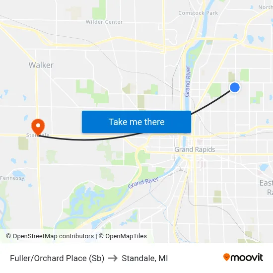 Fuller/Orchard Place (Sb) to Standale, MI map