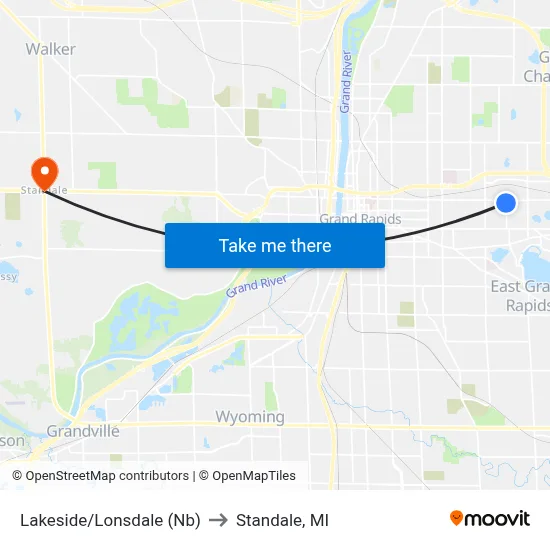 Lakeside/Lonsdale (Nb) to Standale, MI map