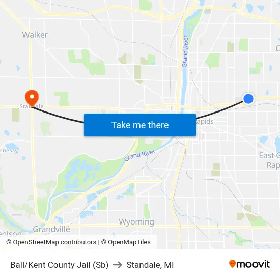 Ball/Kent County Jail (Sb) to Standale, MI map
