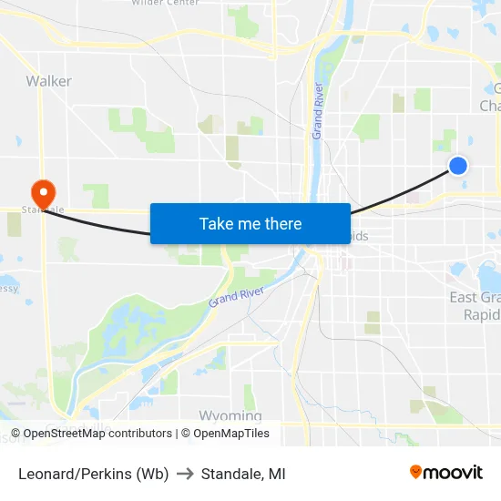 Leonard/Perkins (Wb) to Standale, MI map