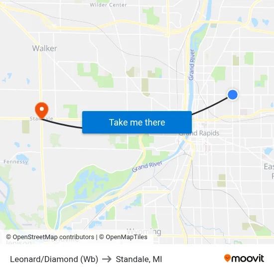 Leonard/Diamond (Wb) to Standale, MI map