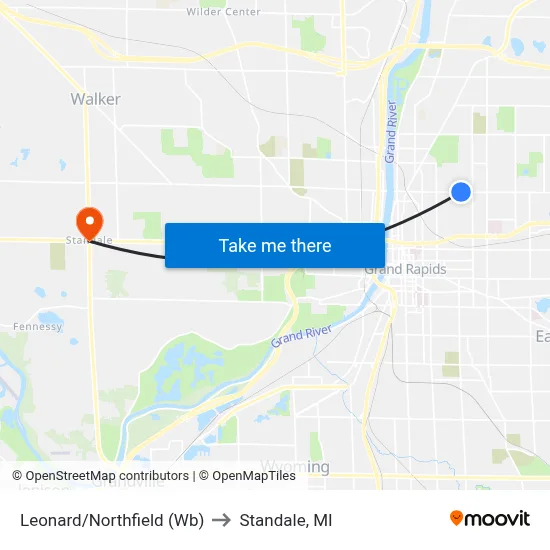 Leonard/Northfield (Wb) to Standale, MI map