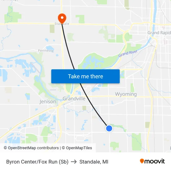 Byron Center/Fox Run (Sb) to Standale, MI map