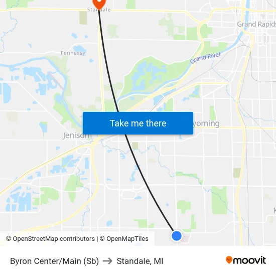 Byron Center/Main (Sb) to Standale, MI map