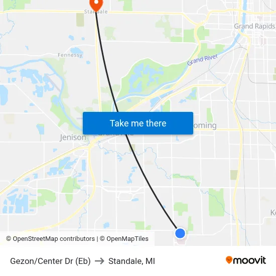 Gezon/Center Dr (Eb) to Standale, MI map