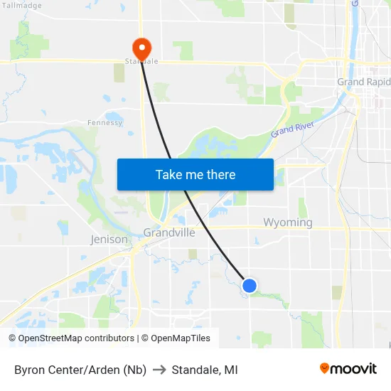 Byron Center/Arden (Nb) to Standale, MI map