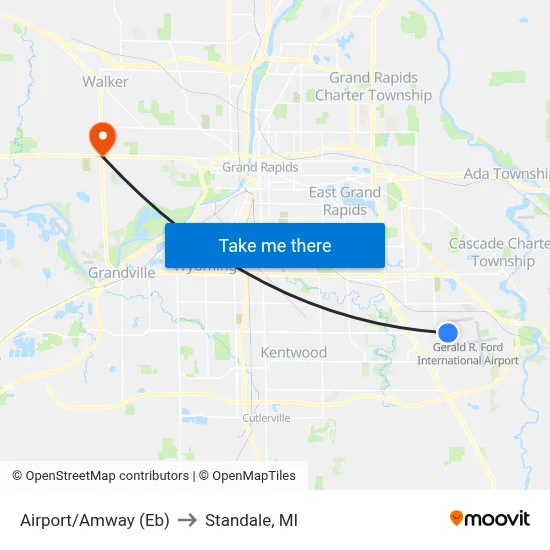 Airport/Amway (Eb) to Standale, MI map