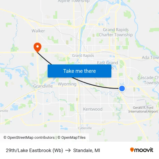 29th/Lake Eastbrook (Wb) to Standale, MI map