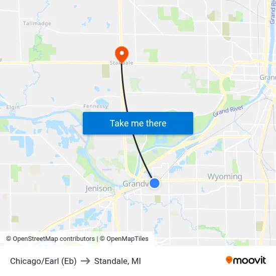 Chicago/Earl (Eb) to Standale, MI map