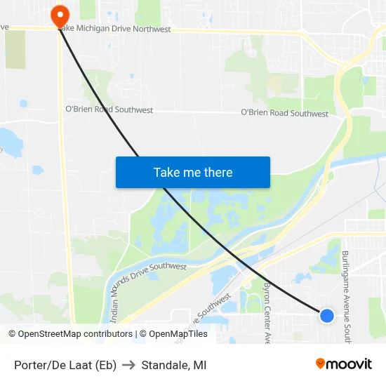 Porter/De Laat (Eb) to Standale, MI map
