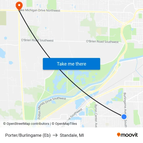 Porter/Burlingame (Eb) to Standale, MI map