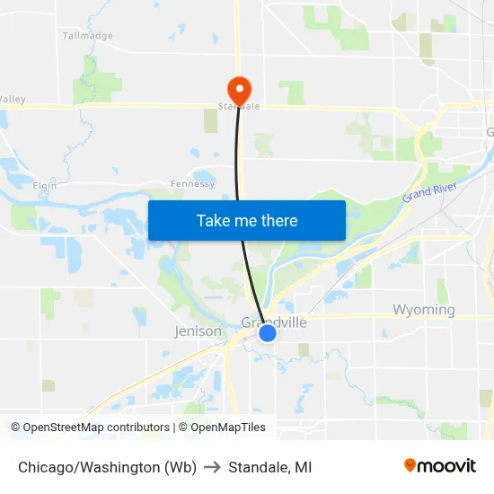 Chicago/Washington (Wb) to Standale, MI map