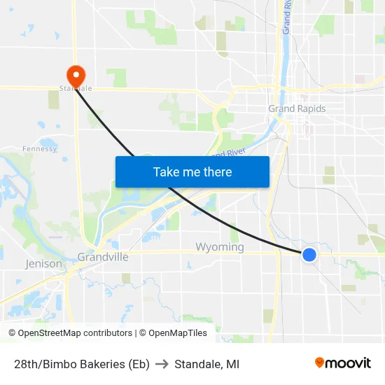 28th/Bimbo Bakeries (Eb) to Standale, MI map