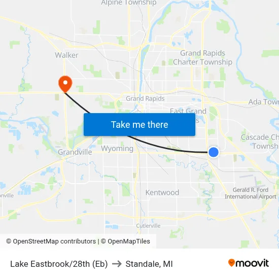 Lake Eastbrook/28th (Eb) to Standale, MI map
