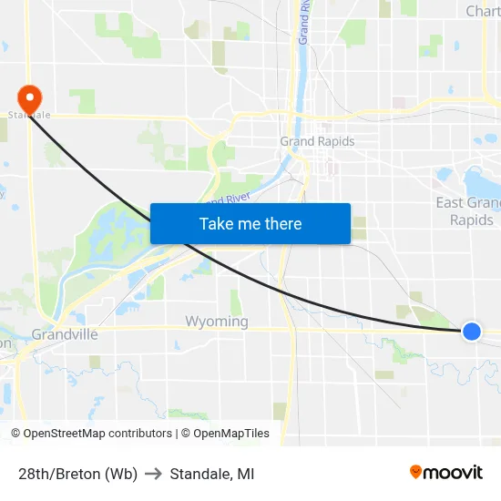 28th/Breton (Wb) to Standale, MI map