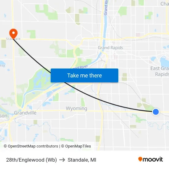 28th/Englewood (Wb) to Standale, MI map