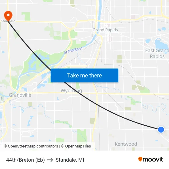44th/Breton (Eb) to Standale, MI map