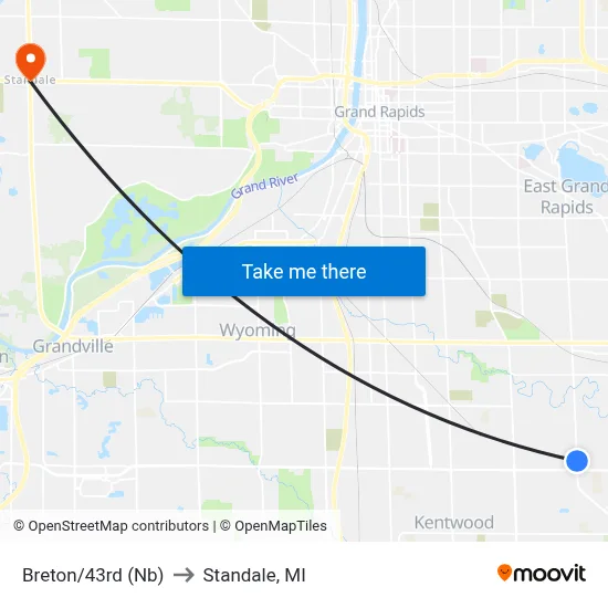 Breton/43rd (Nb) to Standale, MI map