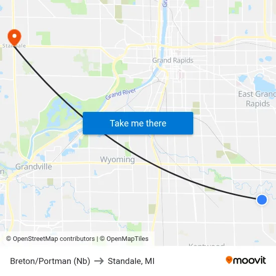 Breton/Portman (Nb) to Standale, MI map