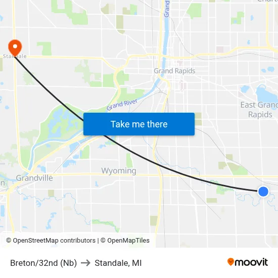 Breton/32nd (Nb) to Standale, MI map