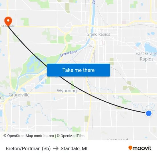 Breton/Portman (Sb) to Standale, MI map