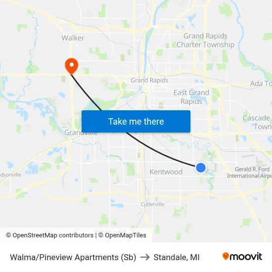 Walma/Pineview Apartments (Sb) to Standale, MI map