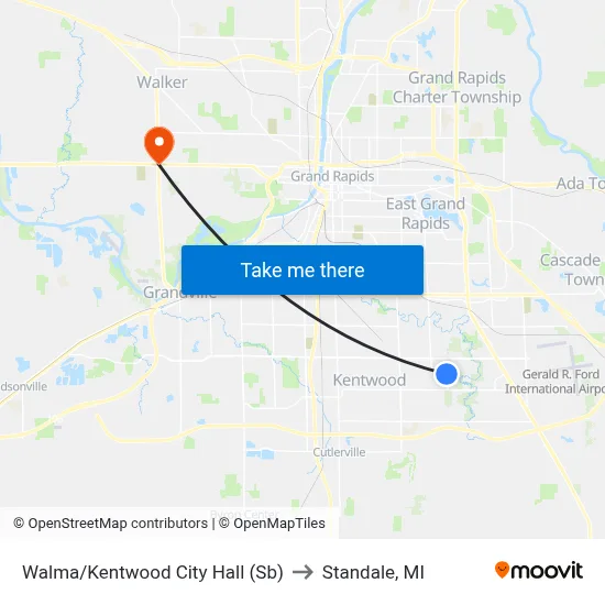 Walma/Kentwood City Hall (Sb) to Standale, MI map