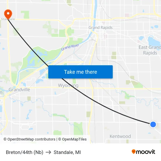 Breton/44th (Nb) to Standale, MI map