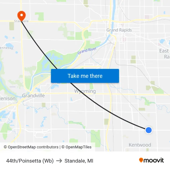 44th/Poinsetta (Wb) to Standale, MI map