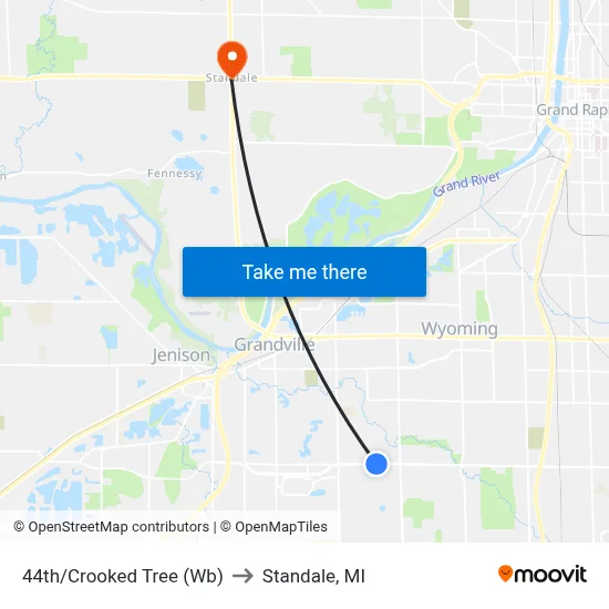 44th/Crooked Tree (Wb) to Standale, MI map