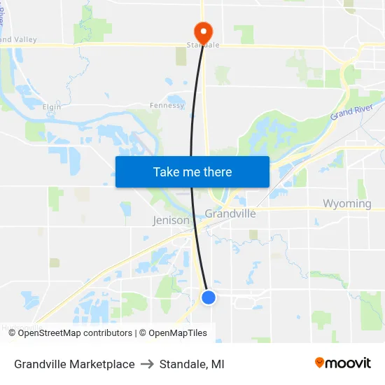Grandville Marketplace to Standale, MI map