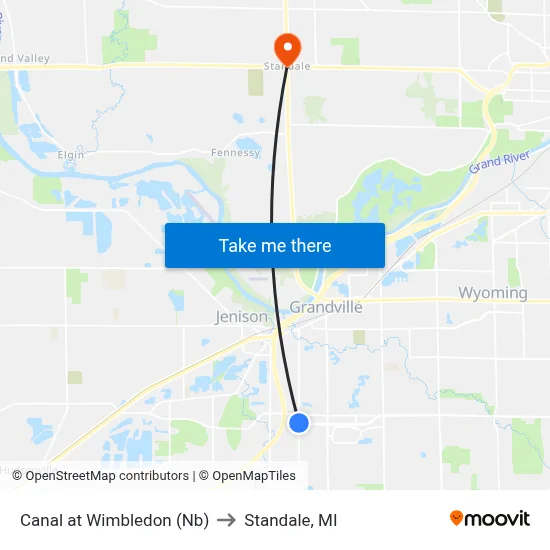Canal at Wimbledon (Nb) to Standale, MI map