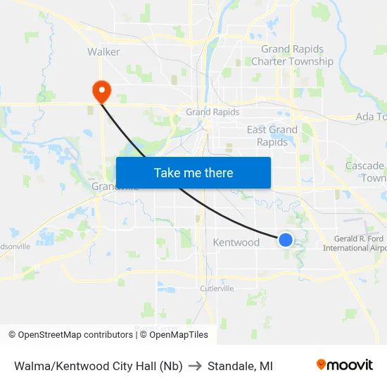 Walma/Kentwood City Hall (Nb) to Standale, MI map