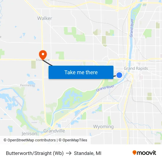 Butterworth/Straight (Wb) to Standale, MI map