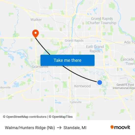 Walma/Hunters Ridge (Nb) to Standale, MI map