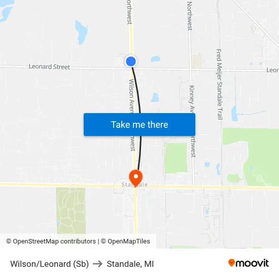Wilson/Leonard (Sb) to Standale, MI map
