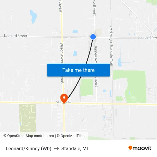 Leonard/Kinney (Wb) to Standale, MI map