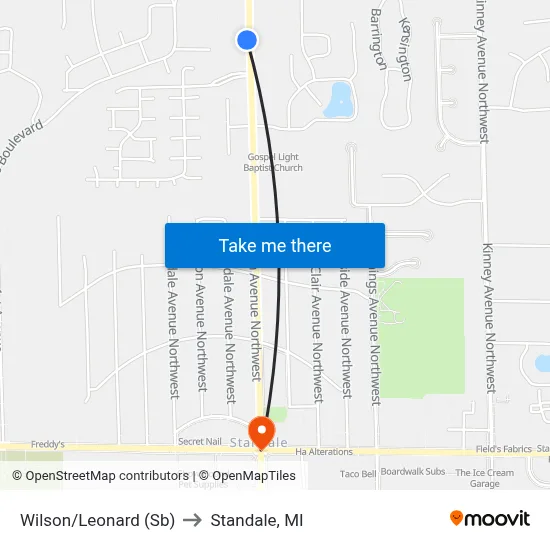 Wilson/Leonard (Sb) to Standale, MI map