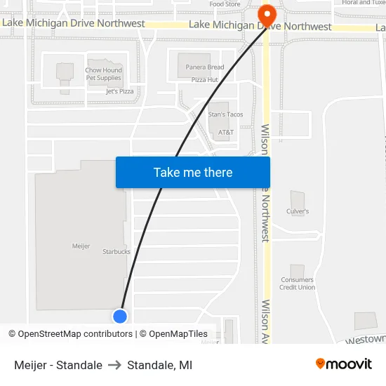 Meijer - Standale to Standale, MI map